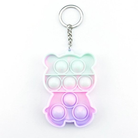 STOCKING STUFFER ALERT***Push Pop Bubble Fidget Toy Keychain BEAR***NWOT - Picture 4 of 4